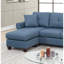 Canapé modulaire réversible en polyfibre bleu capitonné