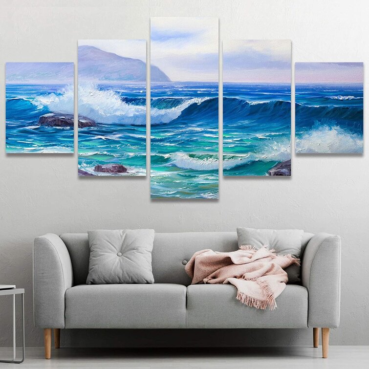 SIGNLEADER Large Canvas Wall Art Painting Seascape Sea Wave for Home Decorations Ready to Hang - 60X32 SIGNLEADER