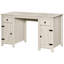Bureau d'ordinateur de ferme avec rangement, bureau à domicile avec 2 tiroirs et 2 armoires, blanc crème