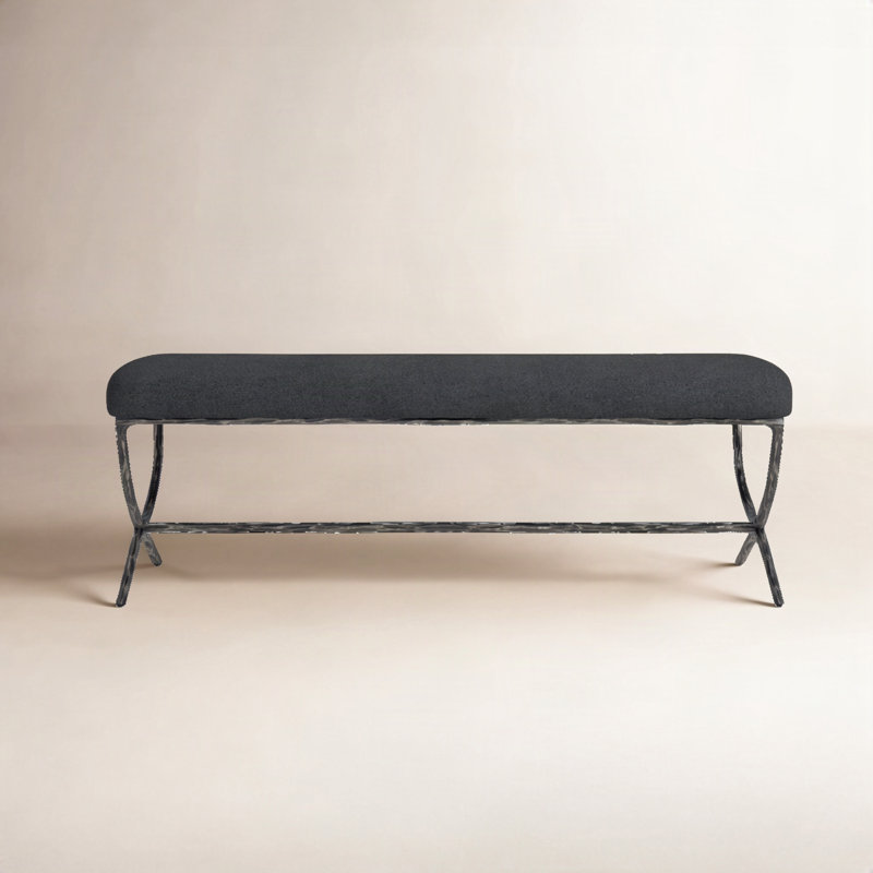 Evelynn Upholstered Bench, Black, Black 