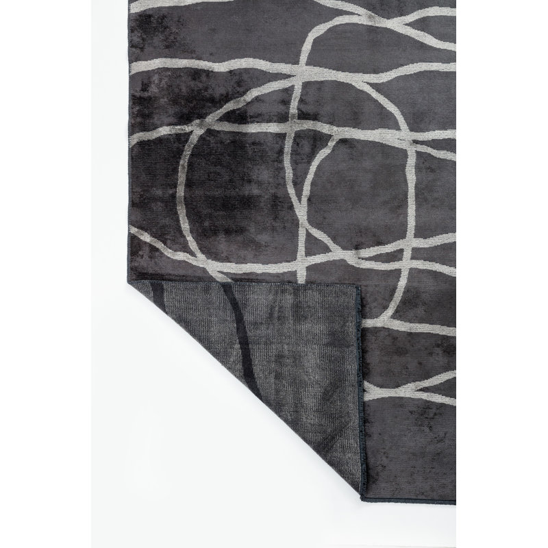 Rapture Gray/White Abstract Luxury Area Rug, Rectangle 7'10" x 9'10"