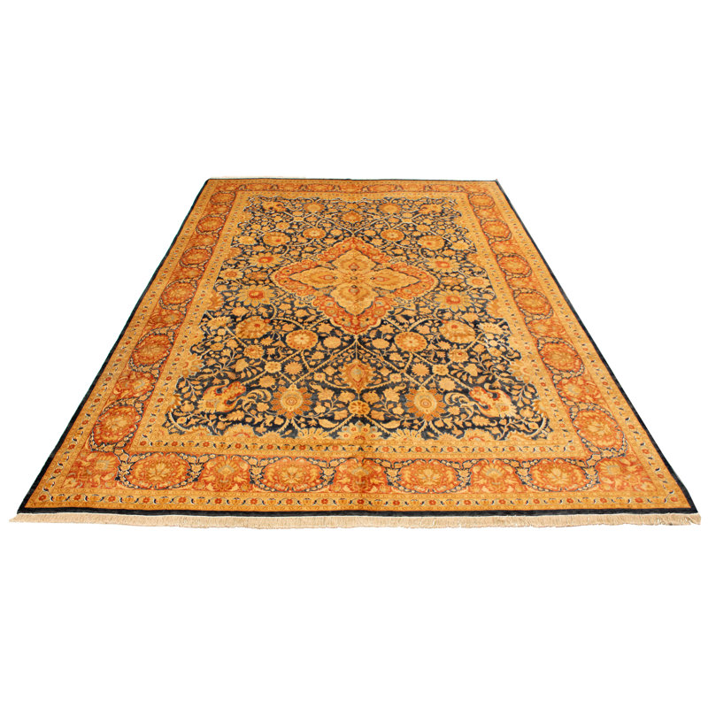Tapis décoratif de laine noué à la main de conception unique 10 pi x 14 pi 1 po Déonate New Age Ivoire