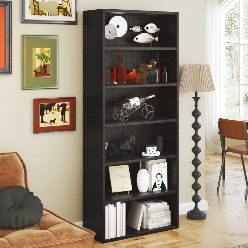 Tall Bookcase - Set Of 2, Storage And Display Bookshelves For Home Office And Living Room, Black, 63" H x 23.8" W x 9.2" D