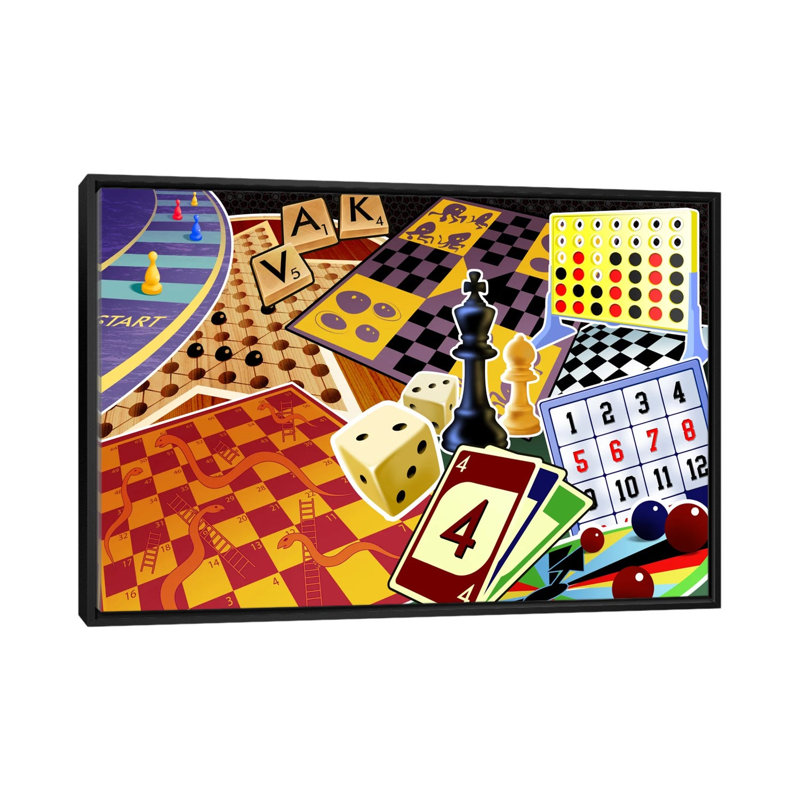 Jeux de société Leonia - reproduction sur toile, H 18 po x l 26 po x P 1,5 po, Toile avec cadre noir, Pas de tapis