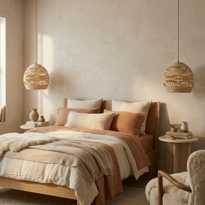 Luminaire suspendu en rotin 1 lumière Nala, Coastal Boho - tissé à la main