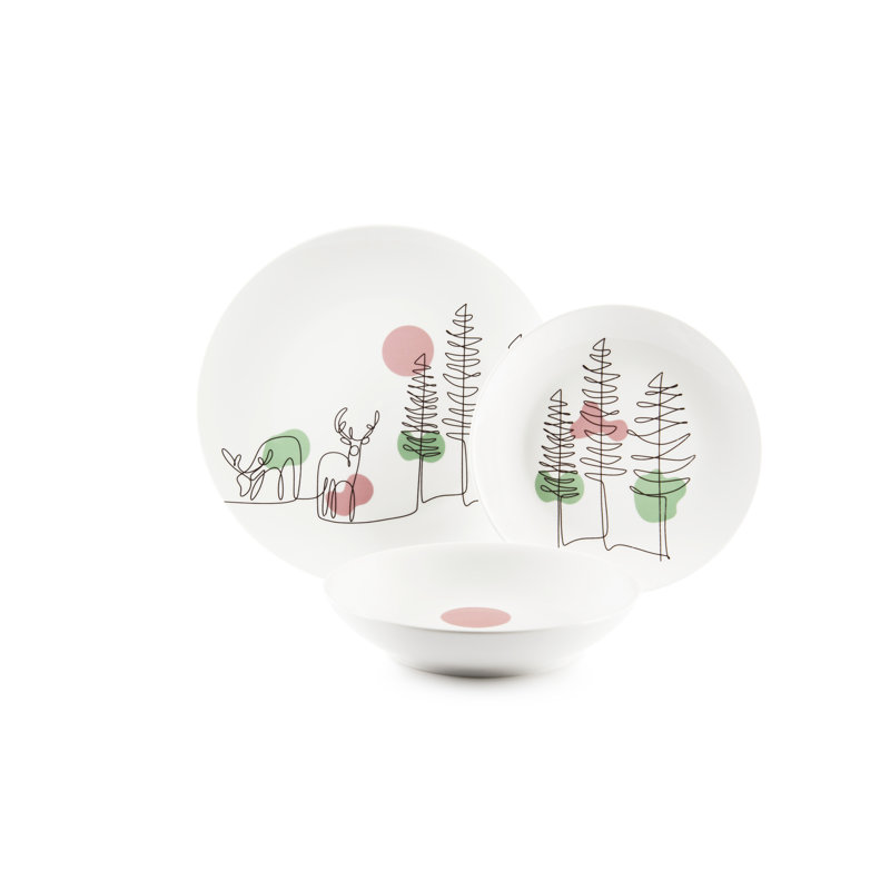 Le Fil De Noel Piece Porcelain Dinnerware Set - Service for 6
