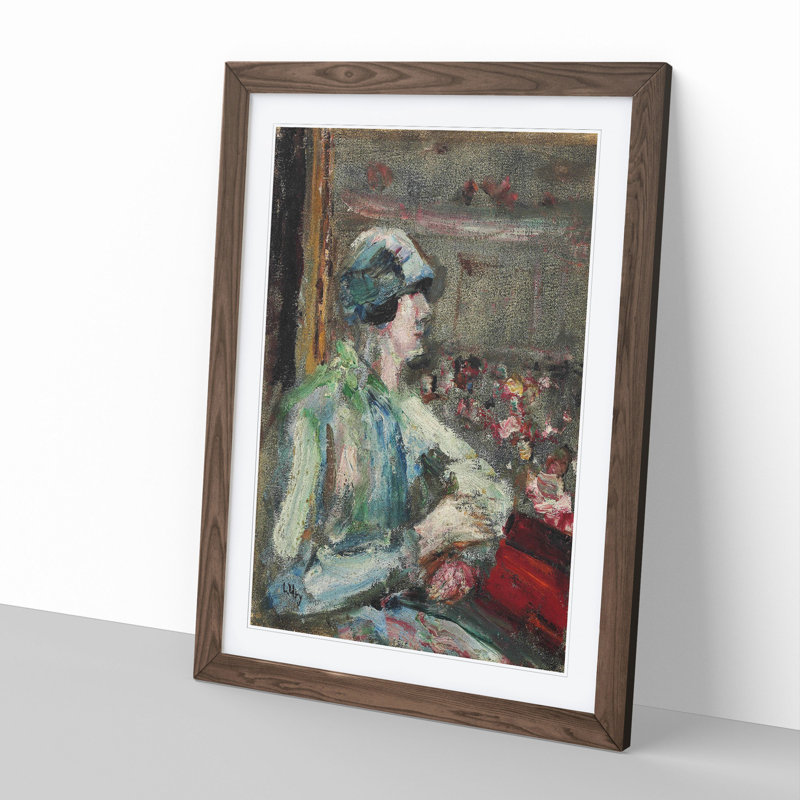 Lady in the Box by Lesser Ury - Framed Print, Walnut Framed, 65cm H x 48cm W x 2cm D