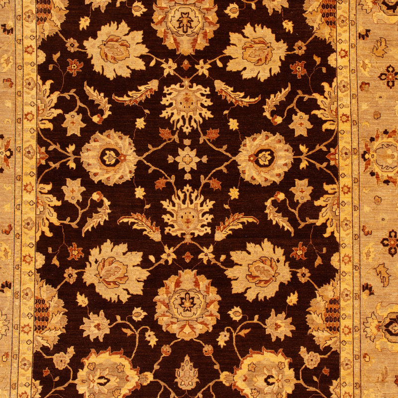 Brown Traditioanl Khyber Wool Rug - 9'10" x 13'10"