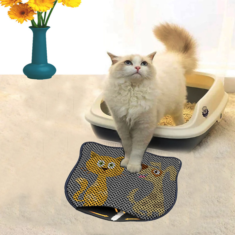 Tapis de litière durable pour chat, 15,7 po x 19,7 po | 50% PVC / 50% polyester, lavable à la machine et passer l'aspirateur | Parfait pour un nettoyage facile, conception antidérapante pour garder votre maison propre et fraîche, idéal pour les propriétaires d'animaux de compagnie
