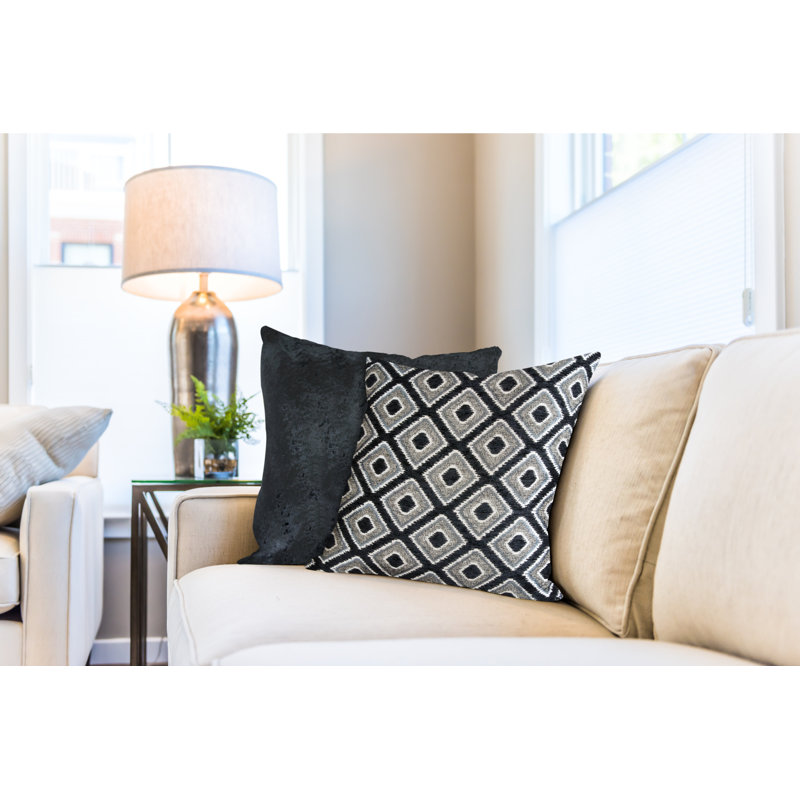 Kissling Geometric Square Throw Pillow Cover, Black