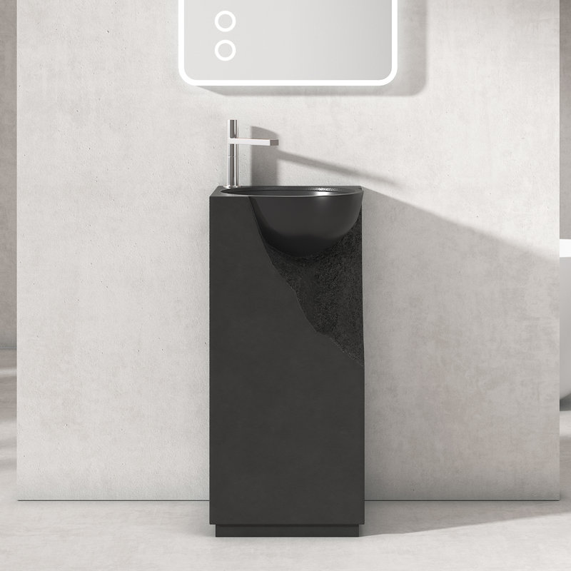 34" Freestanding Solid Surface Pedestal Bathroom Sink