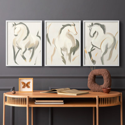Equine  Series  CXVII  -Set Of 3 Framed Giclee Prints -Ready to Hang