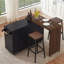 Îlot de cuisine avec table de salle à manger extensible K&K 102,3 po, chariot pour îlot de cuisine sur roulettes avec armoire de rangement, support à épices coulissant à 3 niveaux, table d'îlot mobile sur roulettes pour la cuisine, la salle à manger, noir-1379319528