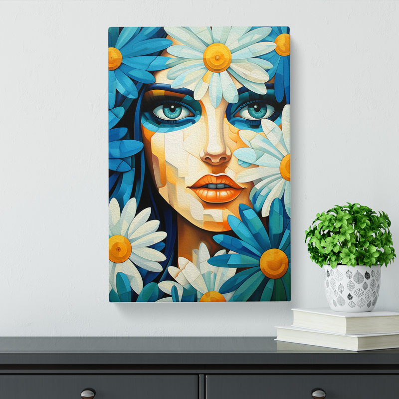 Daisy Cubism - Wrapped Canvas Print