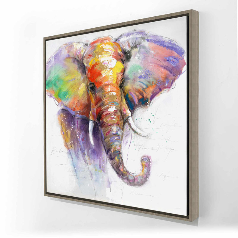 Toile éléphant mauve pour chambre à coucher | Art coloré de décoration intérieure