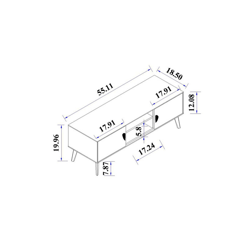 Haley 55.10" Mid-Century Modern TV Stand, White
