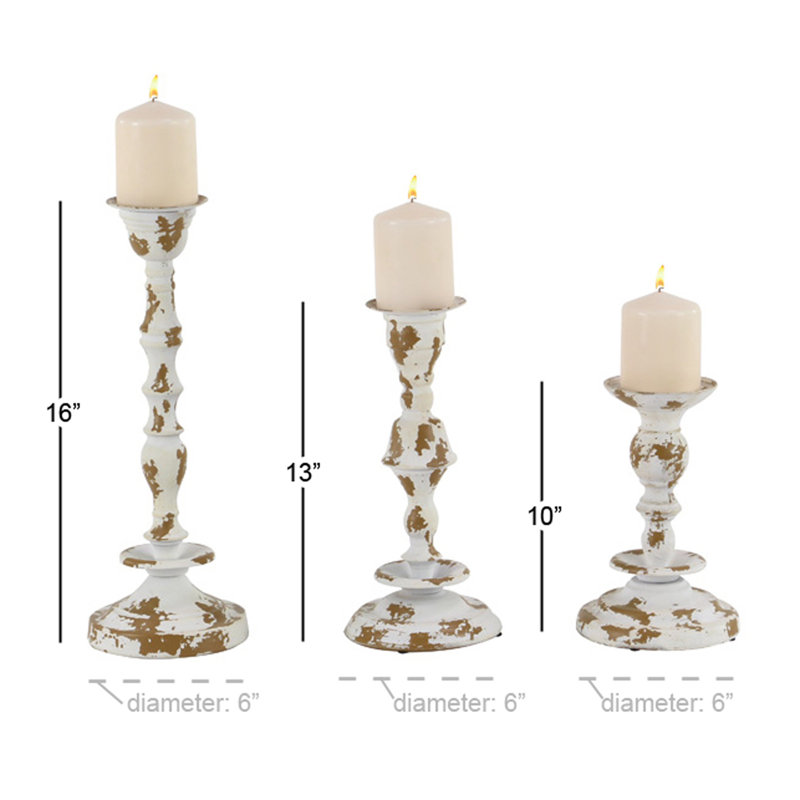 16.0'' H Metal Tabletop Candlestick, White