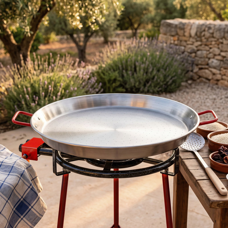 Poêle à paella en acier au carbone 24 pouces Magefesa, 60 cm - 19 portions, durable et légère avec surface alvéolée, idéale pour la cuisine extérieure et la paella valencienne traditionnelle