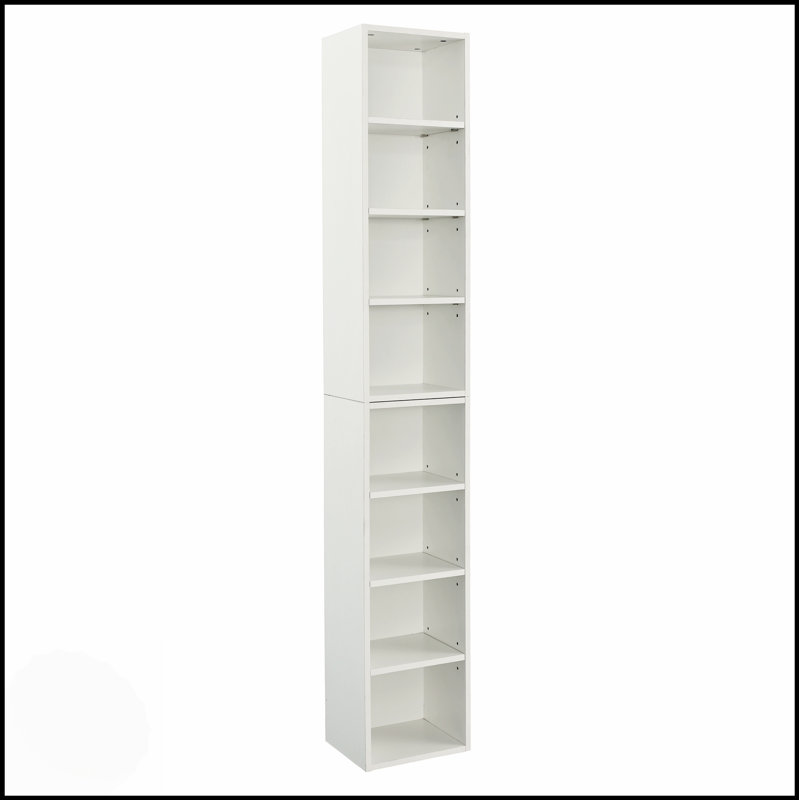8-Tier Media Tower Rack, CD DVD Slim Storage Cabinet With Adjustable Shelves For Home Office, Multi-Functional Double-Decker Bookcase