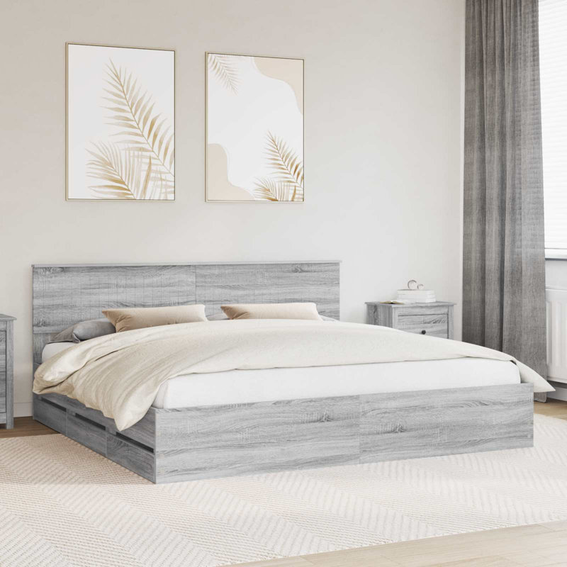 Bed Frame, 200 x 200cm, Grey Sonoma