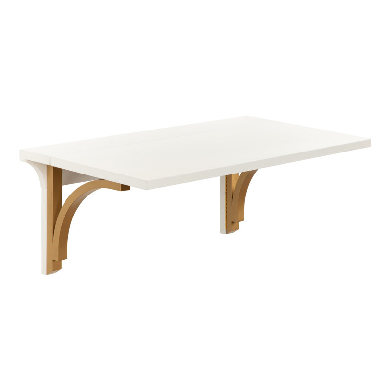 Bureau flottant Alexei, Blanc / Doré