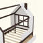 Lit plateforme House avec tiroirs, lit maison en bois massif avec tablettes, conception enfantine-129387351