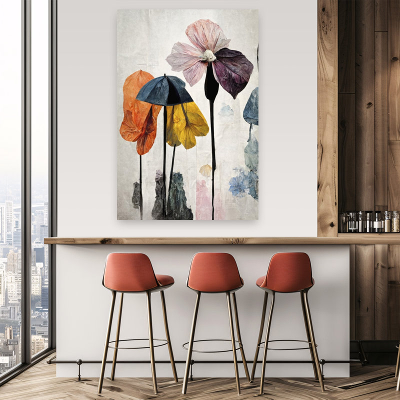 Umbrella Blooms Abstract Contemporary Modern Flower Nature Wall Art Print, 152.4cm H x 101.6cm W