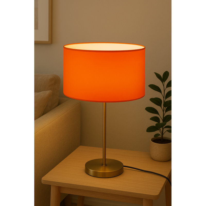 Cotton Drum Lamp Shade ( Screw On ), 30cm H x 50cm W x 50cm D, Tangerine