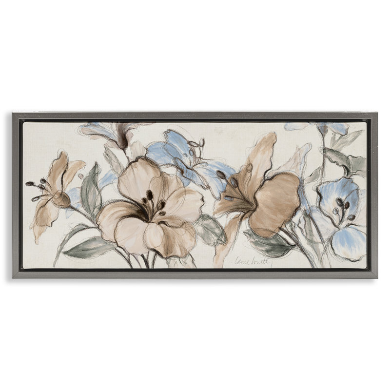 Cadre flottant neutre Whispering Florals, design par Lanie Loreth, H 14 po x l 31 po, Cadre flottant gris lustré