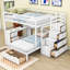 Lit superposé double en bois double avec bureau, tablettes et 8 tiroirs-2039917119