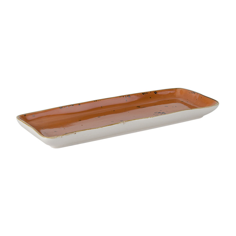 Plateau en porcelaine Tuxton, H 1,3 po x l 13,75 po x P 5 po, Orange