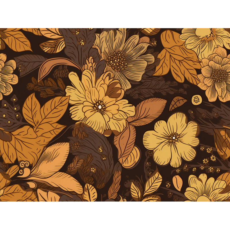 Machine Printed Comforter, Twin Extra Long Comforter, Brown/Yellow Floral