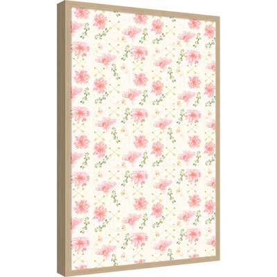 Tableau magnétique en tissu encadré, 25 x 37 cm, motif de fleurs roses, pour l'organisation murale