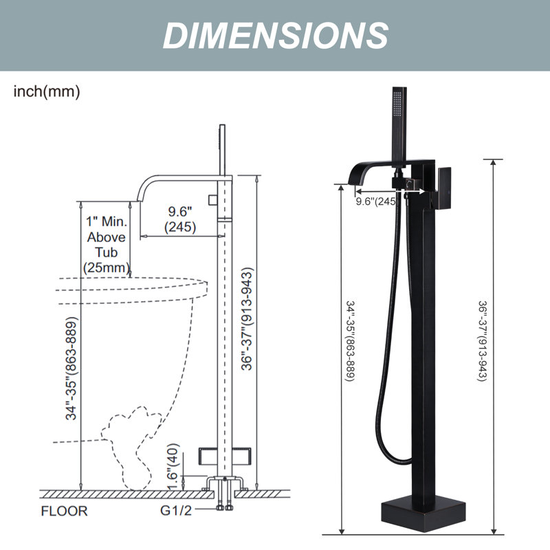 1 Handle Bathroom Freestanding Tub Filler with Diverter, Oil Rubbed Bronze