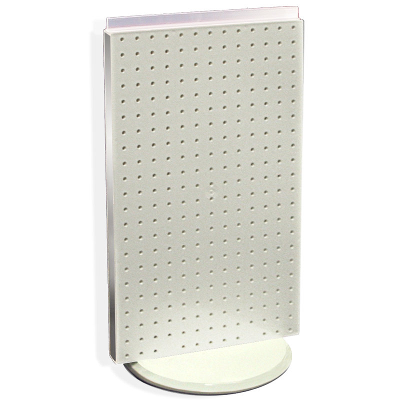 White Revolving Two-Sided Pegboard Counter Display, 13.5"W x 22"H