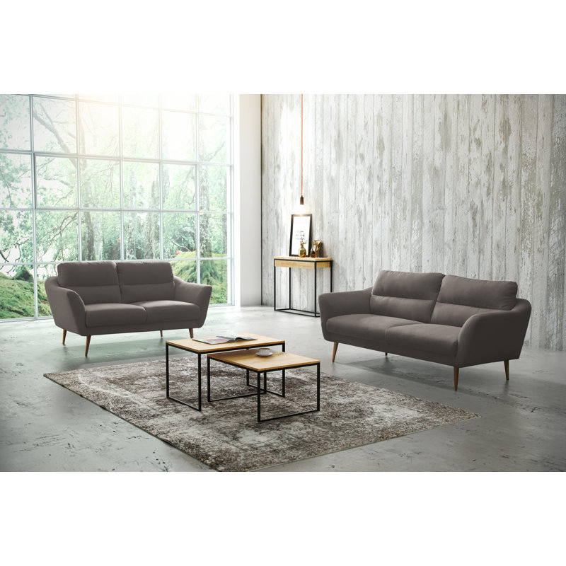 Rock 66Cm Wide Square Footstool Ottoman, Dark Gray