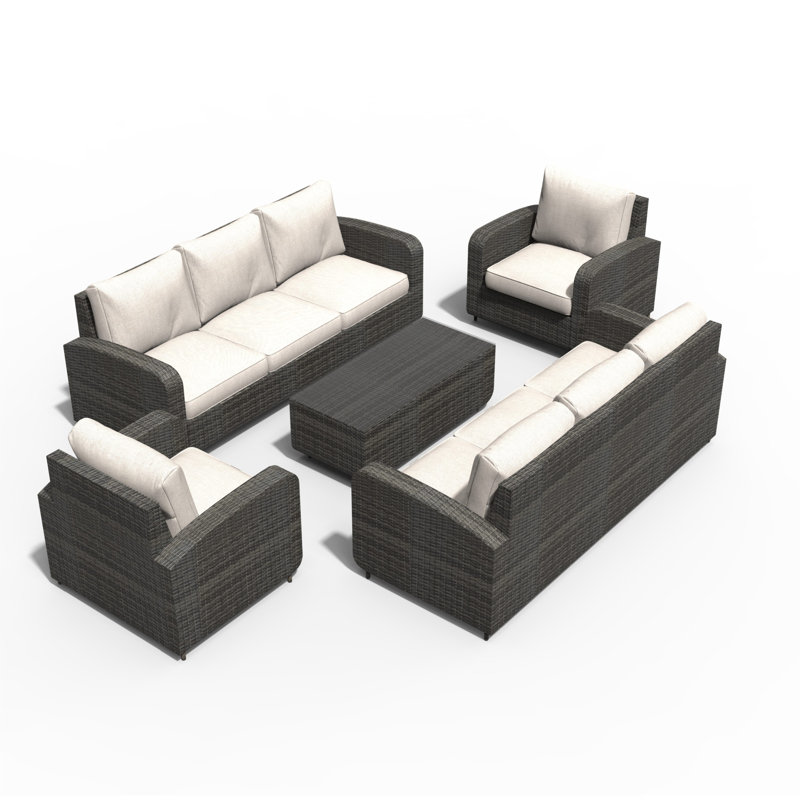 8 - Person Patio Conversation Set with Cushions, Gray