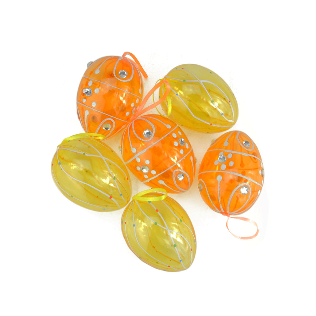 Transparent Yellow and Orange Glitter Gem Spring Easter Egg Ornament Northlight Seasonal