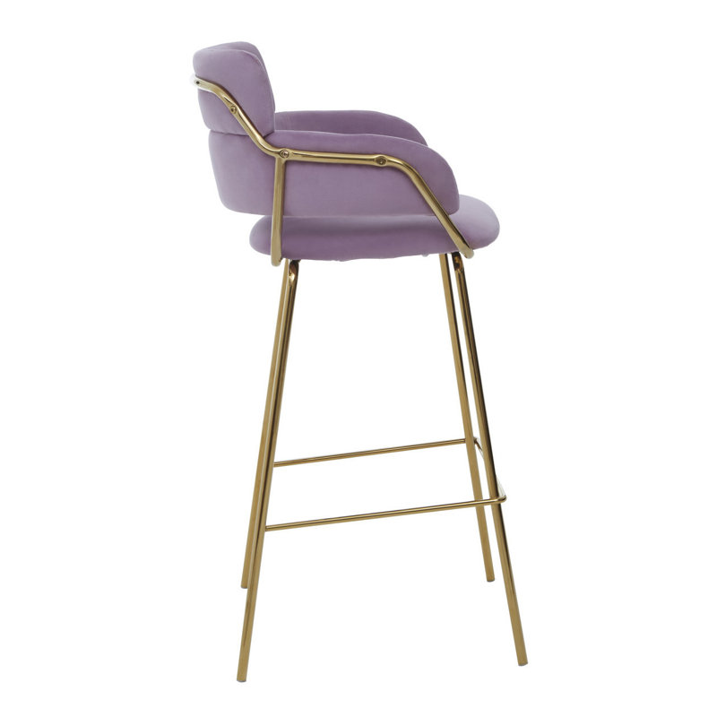 Elsberry Upholstered Counter Stool with Metal Frame, Gold, Pink