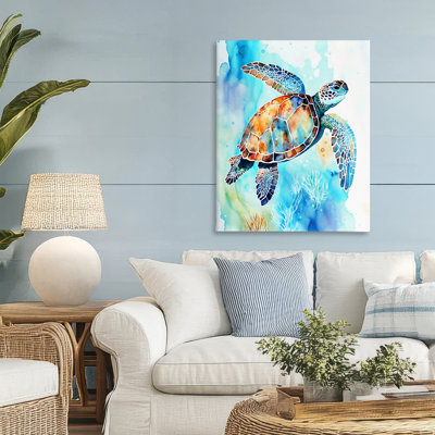 Toile de tortue de mer de style aquarelle, conception par LSR Creative Studio