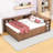 Three Drawers Wooden Daybed with Desk, Trundle and Storage Shelves-92553318-92553337