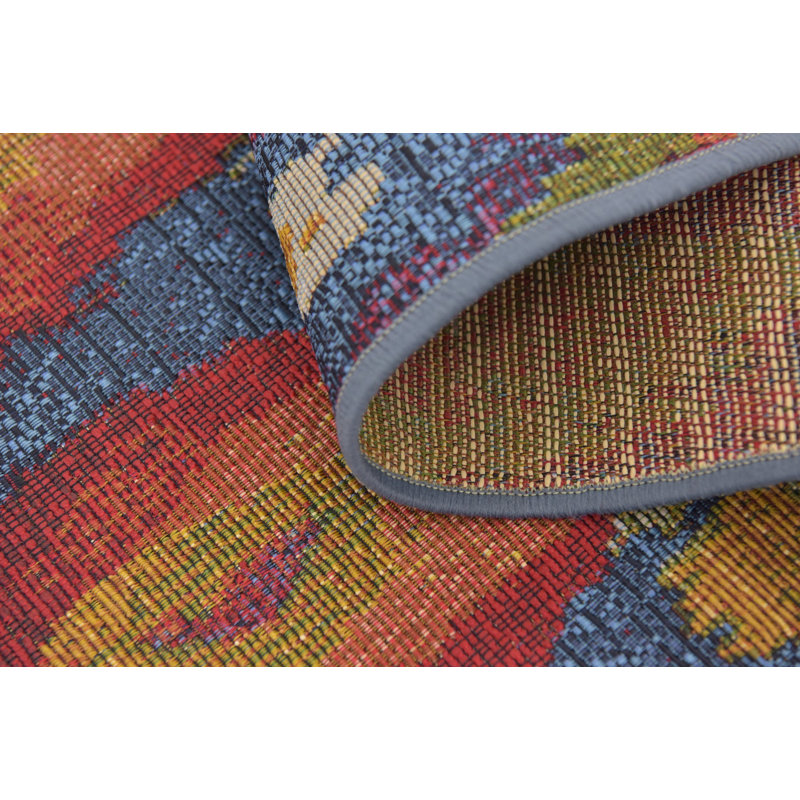 Newt Ikat Blue Indoor/Outdoor Area Rug, Rectangle 10' x 14'1"