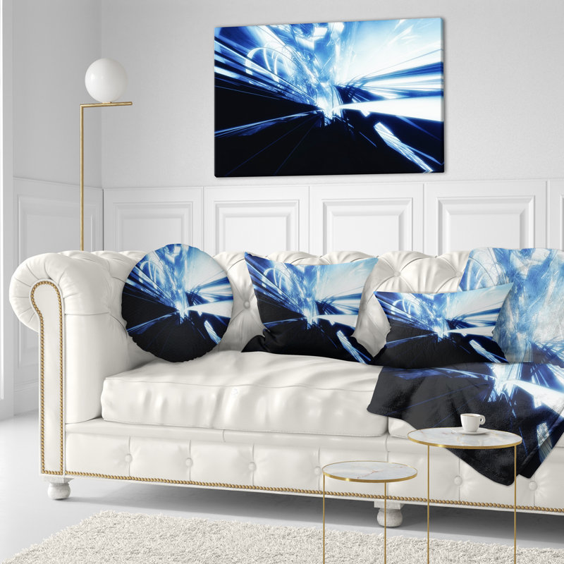 Art abstrait 3D bleu noir - coussin imprimé abstrait