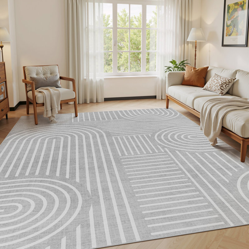 Washable Farmhouse Modern Area Rug Non-Slip Carpet for Bedroom Living Room - Dark Gray, Rectangle 8' x 10', Dark Gray