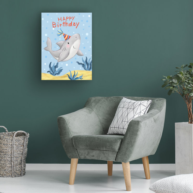 Bolog MAKIKO Shark Birthday Canvas Art, 35" H x 47" W