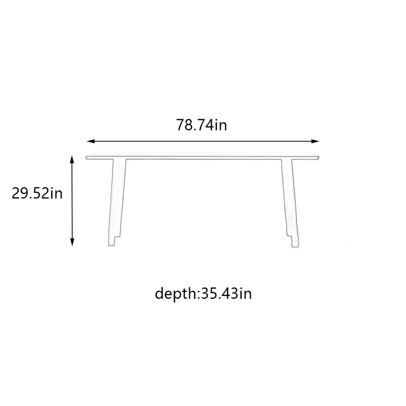 Modern minimalist household dining table, 29.52"H x 78.74"L x 35.43"W