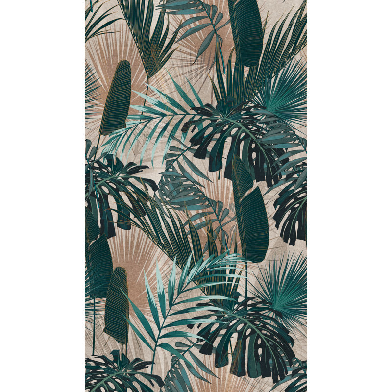 Floral Wall Mural, Beige/Blue/Green