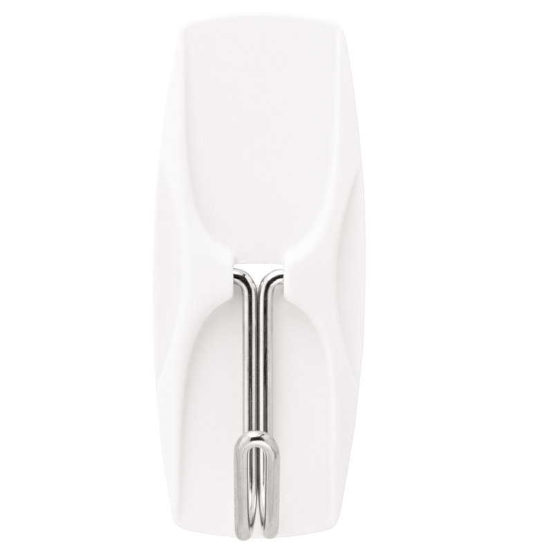 White Medium Plastic and Metal Adhesive Hooks, 7 Pack