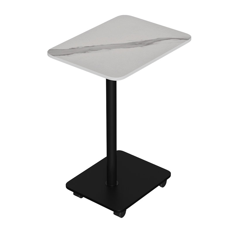 Tray Top Pedestal End Table, Black, White