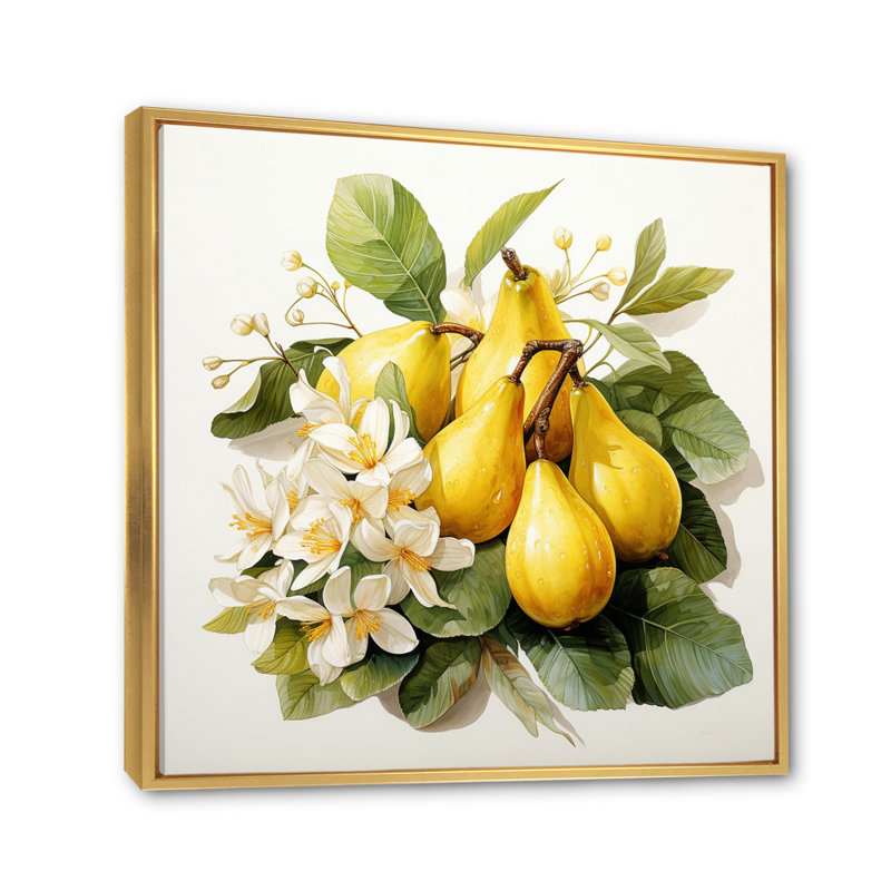 Vibrant Pears, reproduction d'art sur toile, H 16 po x l 16 po x P 1 po, Cadre flottant doré